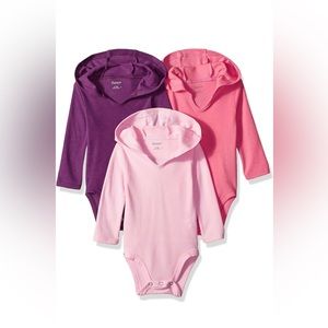 Hanes Baby Long Sleeve Bodysuit, Ultimate Bodysuit Hoodie Boys & Girls, 3-pack